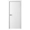 Межкомнатная дверь эмаль Лайн 1 белая глухая чёрная алюминиевая кромка