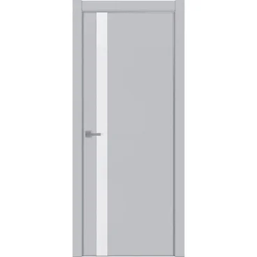 Межкомнатная дверь экошпон Uberture Tamburat 4104 манхеттен кромка алюминиевая матовая стекло белая лакобель