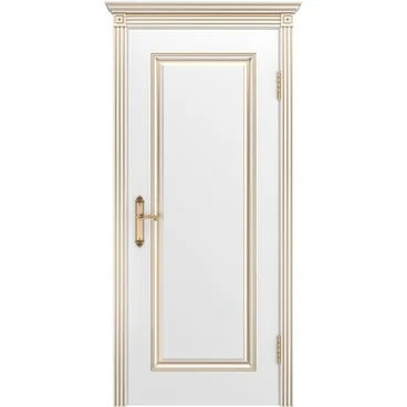 Межкомнатная дверь эмаль Ревью В1 белая патина золото глухая