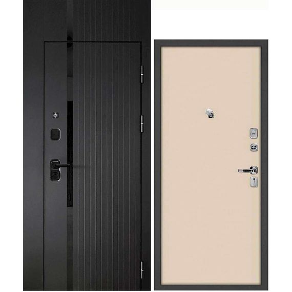 Входная дверь с фальшфрамугой Сити-1Ф панель гладкая бежевая