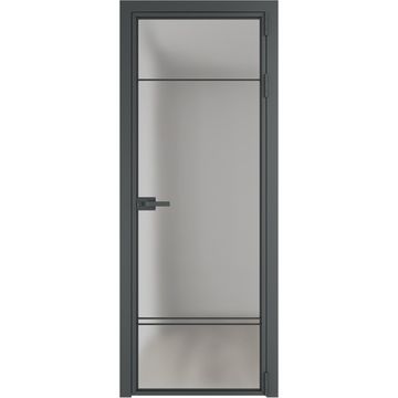 Алюминиевая межкомнатная дверь 4AХ серая ночь остеклённая