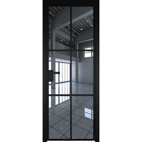 Межкомнатная алюминиевая дверь 3AG чёрная матовая RAL 9005 остеклённая
