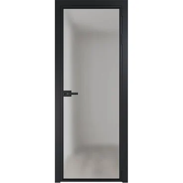 Алюминиевая межкомнатная дверь 1AX чёрная матовая RAL 9005 остеклённая