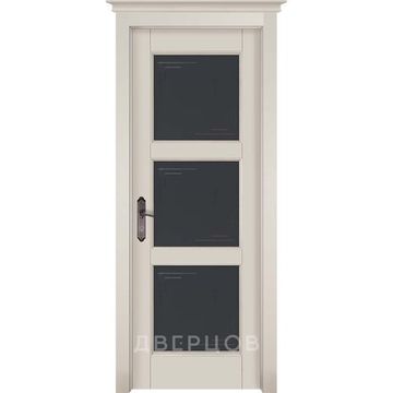 Межкомнатная дверь массив ольхи ОКА Турин эмаль слоновая кость остеклённая
