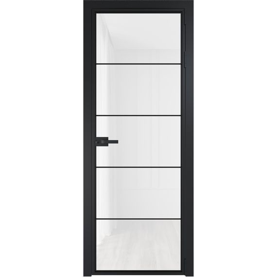 Алюминиевая межкомнатная дверь 5AX чёрная матовая RAL 9005 остеклённая