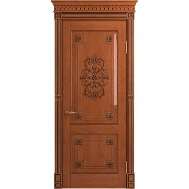 Межкомнатная дверь массив дуба Viporte Флоренция Декор табачный глянец глухая