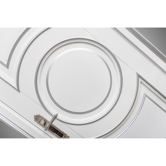 Межкомнатная дверь массив бука Лацио Амбиенте белая эмаль патина серебро глухая