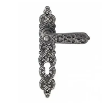 Ручка на планке для межкомнатной двери Arabesco чёрное серебро