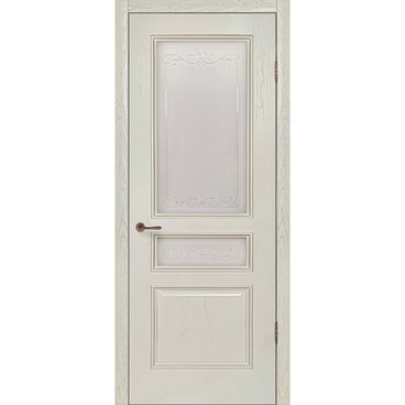 Межкомнатная дверь шпон Оливия ваниль остеклённая