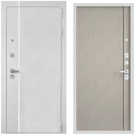 Входная дверь Президент Лайн ПВХ белый матовый панель лайн эмаль