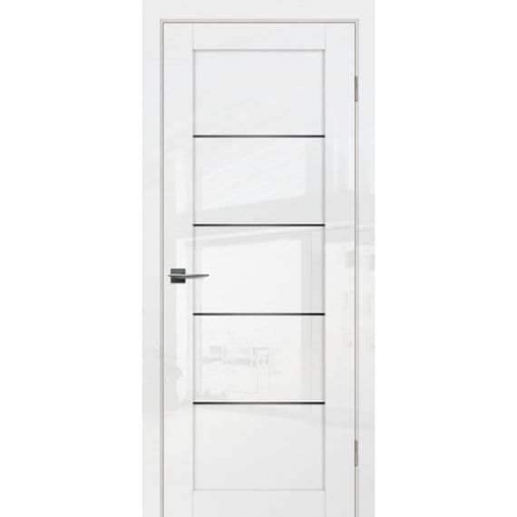 Фото межкомнатной двери экошпон Profilo Porte G-15 белый глянец стекло Lacobel черный