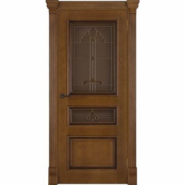 Межкомнатная дверь шпон Барселона дуб антик патина со стеклом