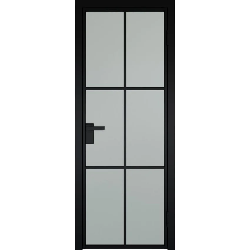 Межкомнатная дверь алюминиевая Profil Doors 3AG чёрная матовая RAL9005 стекло матовое