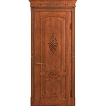 Межкомнатная дверь массив дуба Венеция Декор коньяк патина шоколад глухая