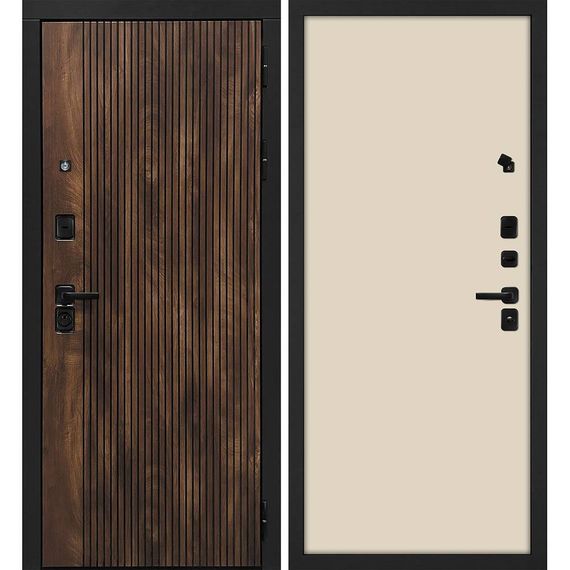Входная дверь Лофт-1 дуб коньяк патина панель гладкая бежевая