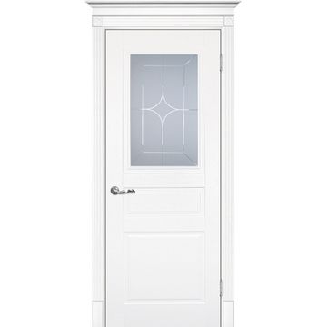 Межкомнатная дверь эмаль Текона Смальта 01 белая RAL 9003 остеклённая