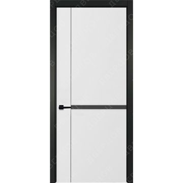 Межкомнатная белая дверь Графика 2 с чёрным наличником