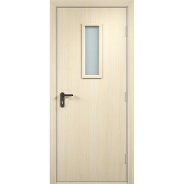 Дверь противопожарная деревянная ПВХ EI30 беленый дуб со стеклом