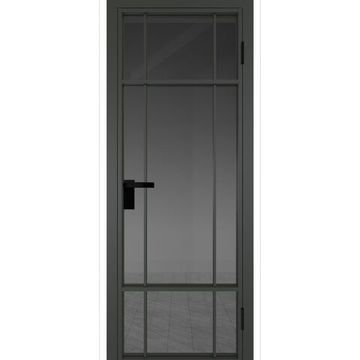 Межкомнатная алюминиевая дверь 8AG серая ночь остеклённая