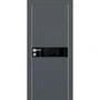 Межкомнатная дверь экошпон Profilo Porte PX-13 графит с алюминиевой кромкой с 4-х сторон стекло Lacobel чёрный