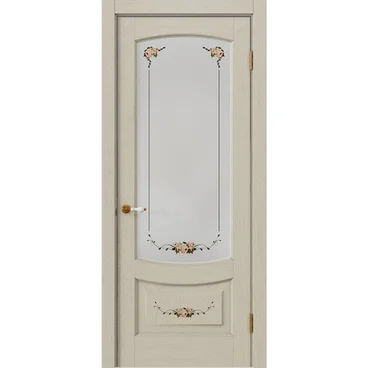 Дверь массив дуба Алина Роза белёный дуб остеклённая