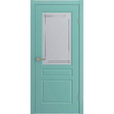 Межкомнатная дверь Бриз бирюзовая эмаль RAL 6027 со стеклом