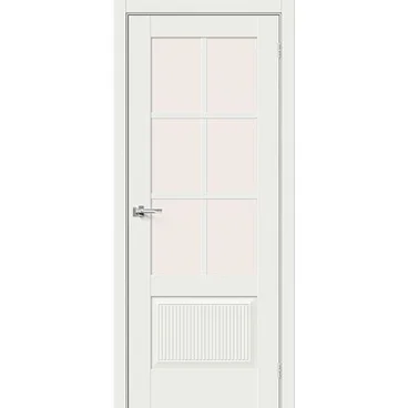 Межкомнатная дверь эмалит Прима-13.7.0.1 white matt остеклённая
