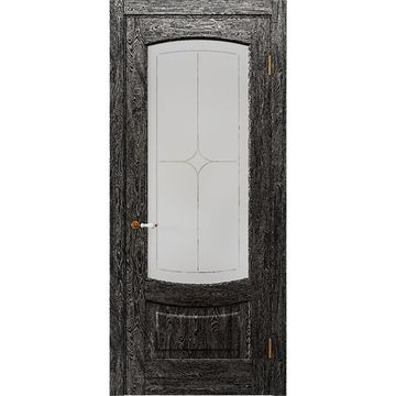 Межкомнатная дверь массив дуба Alvero Алина седая ночь остеклённая