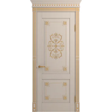 Межкомнатная дверь массив дуба Viporte Флоренция Декор прованс патина золото глухая