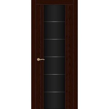 Межкомнатная дверь шпонированная Ситидорс Виконт ясень шоколад остеклённая