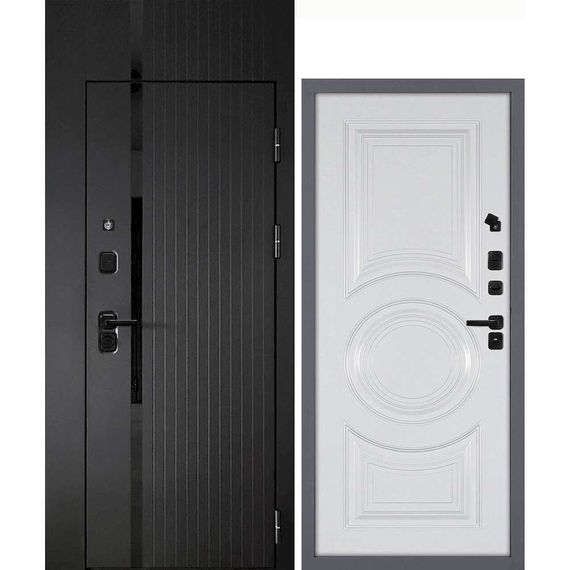 Входная дверь с фальшфрамугой Сити-1Ф панель фрезерованная PR-177 белая