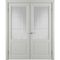 Фото двухстворчатой распашной двери Патриция светло-серая эмаль со стеклом