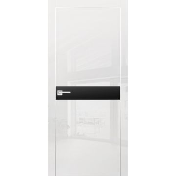 Межкомнатная дверь HGX-13 белый глянец с алюминиевой кромкой со стеклом