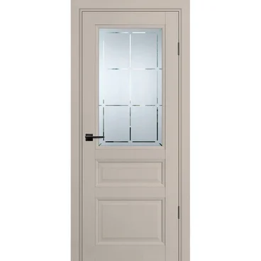 Межкомнатная дверь экошпон PSU-39 шеллгрей остеклённая