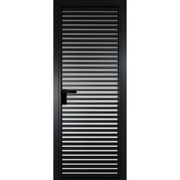 Межкомнатная алюминиевая дверь 12AG чёрная матовая RAL 9005 остеклённая