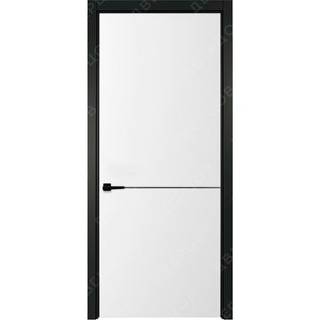 Межкомнатная белая дверь Лайн 2 с чёрным наличником
