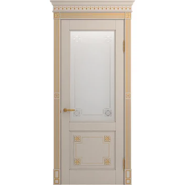 Межкомнатная дверь массив дуба Viporte Флоренция прованс глянец остеклённая