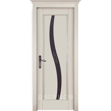 Межкомнатная дверь массив ольхи ОКА Соло эмаль слоновая кость остеклённая