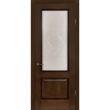 Межкомнатная дверь шпон Прага миланский орех остеклённая