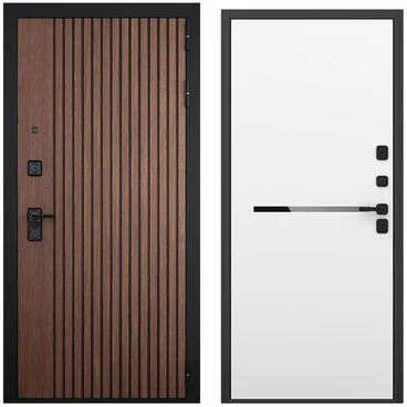 Входная дверь Шторм американский орех чёрный кварц панель горизонт