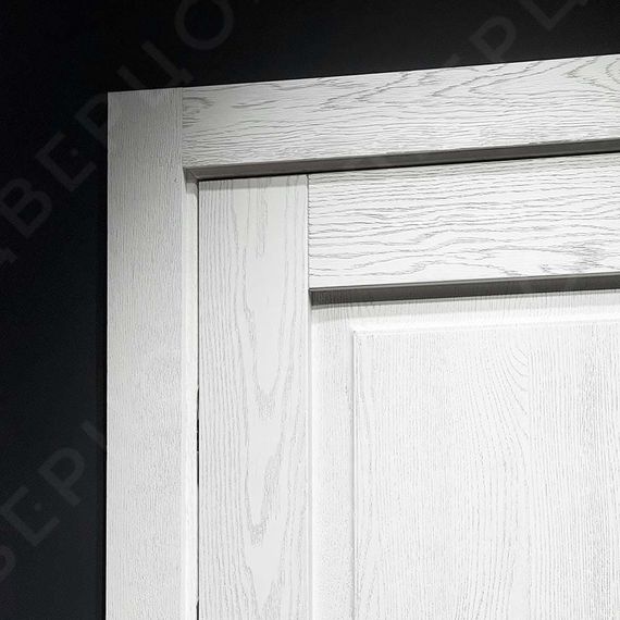 Межкомнатная дверь массив дуба эмаль Дверцов Кастро глухая белый RAL9019