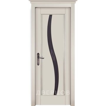 Межкомнатная дверь массив ольхи ОКА Соло эмаль слоновая кость остеклённая