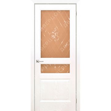 Межкомнатная дверь шпон Готика ясень белый остеклённая