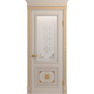 Межкомнатная дверь массив дуба Viporte Монако прованс глянец патина золото остеклённая