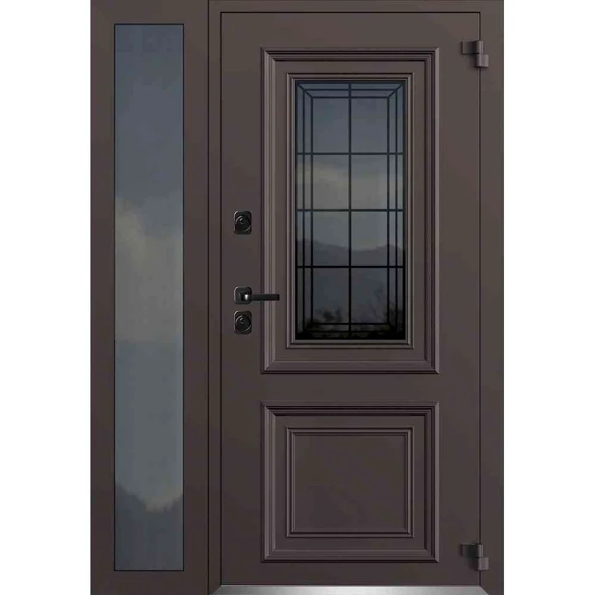 Входная двустворчатая дверь Исландия Термо AG 6004 RAL 8019 шоколад RAL 9016 белый L Тип 2