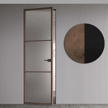 Межкомнатная алюминиевая дверь в скрытом коробе Loft-S 3 стекло матовое бесцветное