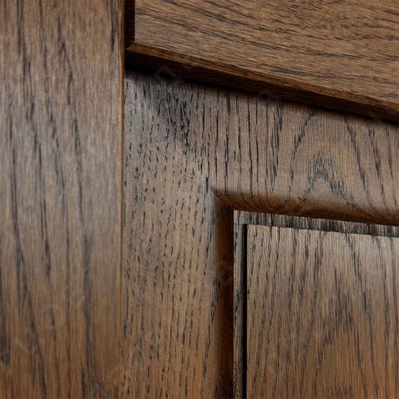 Фотография межкомнатной двери массив дуба без сучка Дверцов Кастро остеклённая дуб табак в деталях 3