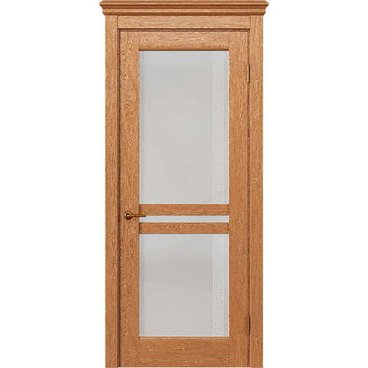 Межкомнатная дверь массив дуба селект Alvero Афина орех золотой остеклённая