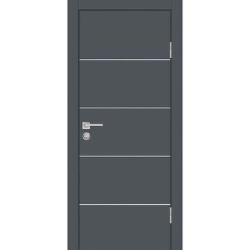 Межкомнатная дверь ПЭТ P-12 графит глухая кромка ABS в цвет полотна