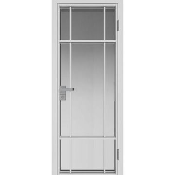 Межкомнатная алюминиевая дверь 8AG белая матовая RAL 9003 остеклённая